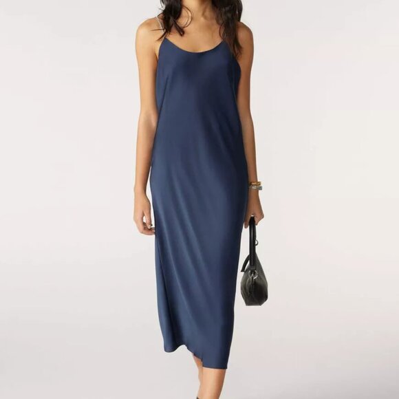 ba&sh Canel Slip Dress in Navy, Size Medium - Picture 2 of 11